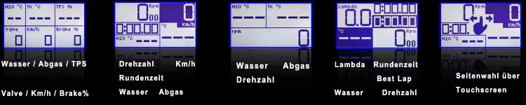 Displayseiten Laptimer Corsaro Motorrad